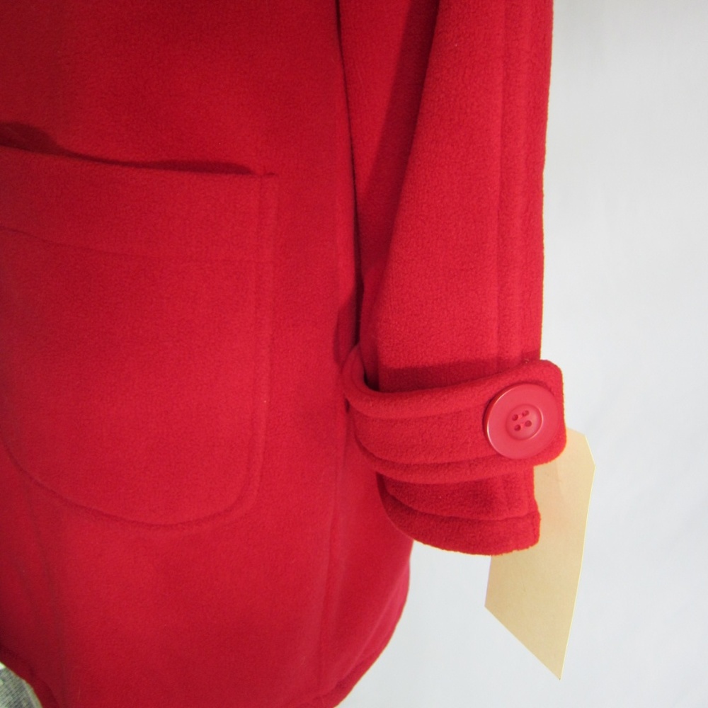 Stunning Red Fleece Button Front Long Jacket - image 3